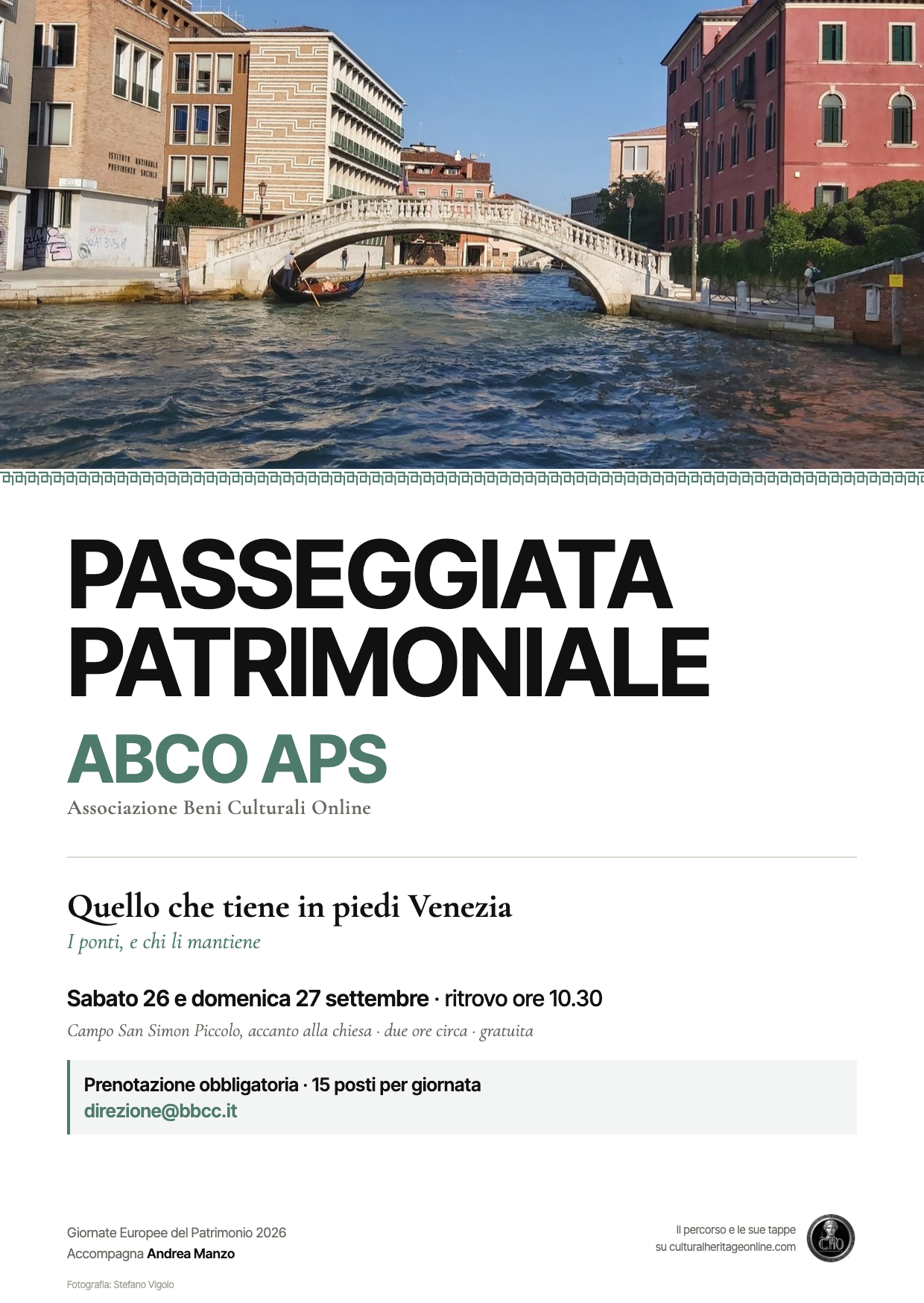 GEP 2026 | Quello che tiene in piedi Venezia. I ponti, e chi li mantiene. Visita guidata a piedi.